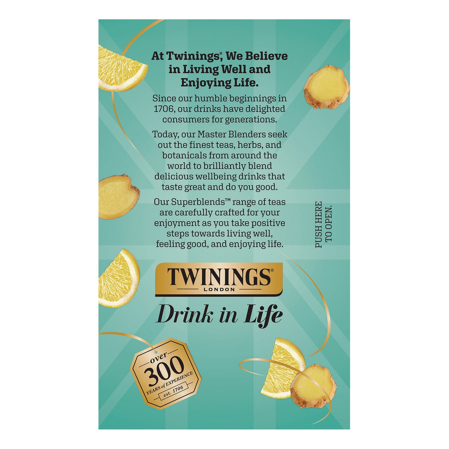 TWININGS Probiotics Lemon and Ginger Herbal Tea Bags, 0.05 oz, 18/Box (TNA95223)