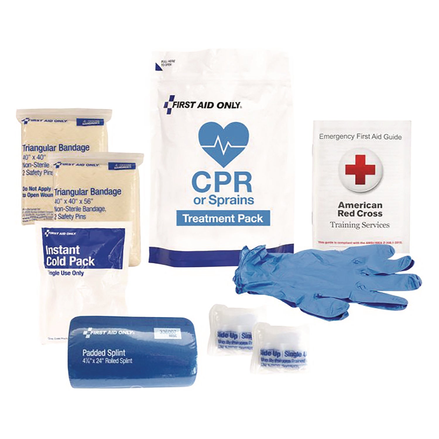 First Aid Only 9-Piece CPR and Sprains Treatment Pack, 9 Pieces, Resealable Plastic Bag (91165)