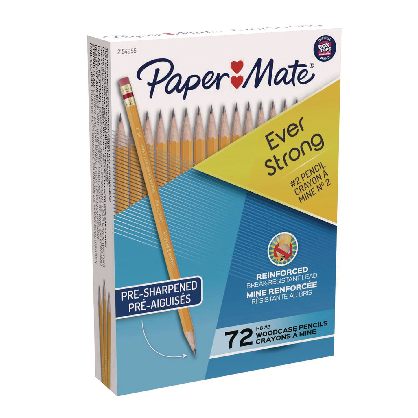 Paper Mate EverStrong #2 Pencils, HB (#2), Black Lead, Yellow Barrel, 72/Box (2154955)