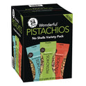 Wonderful No Shells Roasted and Salted Pistachios Variety Pack, Assorted Flavors, 0.75 oz Bag, 24/Carton (PAR70086)