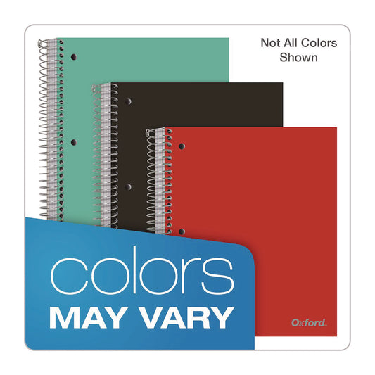 Oxford Five-Subject Notebook, 5 Subject, College Rule, Randomly Assorted Cover Color, (200) 11 x 9 Sheets (10588)