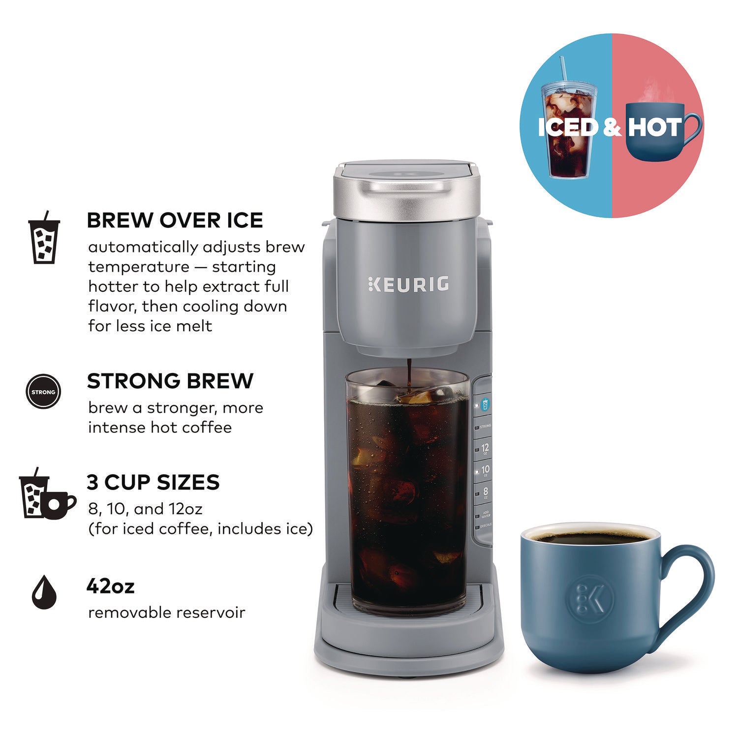 Keurig K-Iced Single Serve Coffee Maker, Arctic Gray (5000371871)