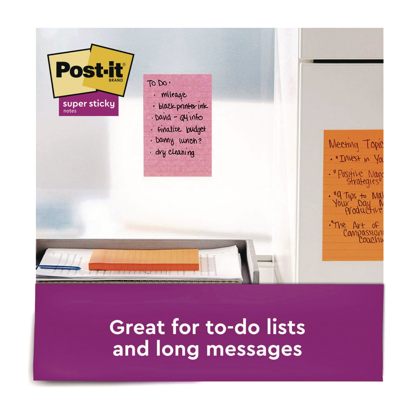 Post-it Note Pads in Summer Joy Color Collection Colors, 4" x 6", Note Ruled, 90 Sheets/Pad, 5 Pads/Pack (6605SSJOY)