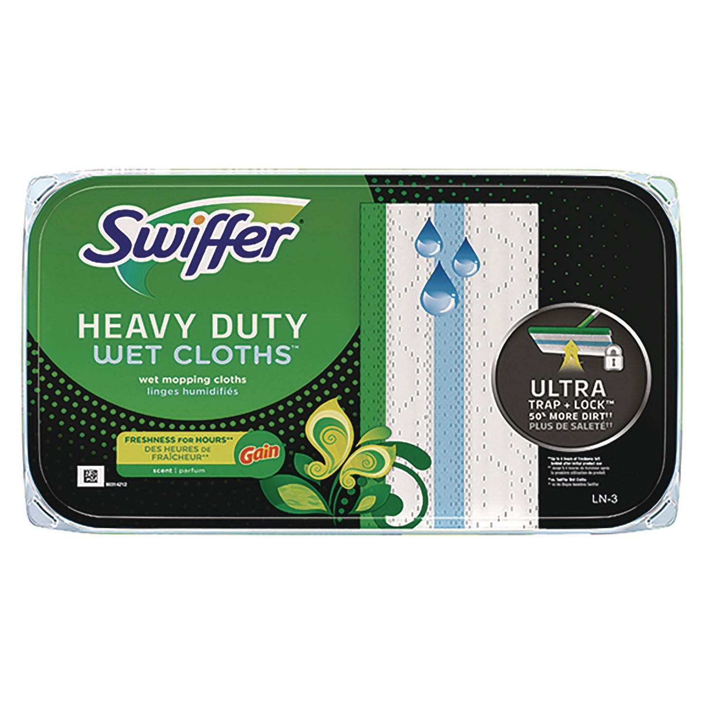 Swiffer Heavy-Duty Wet Refill Cloths, 8 x 10, Gain Original Scent, White, 10 Cloths/Tub (76471)