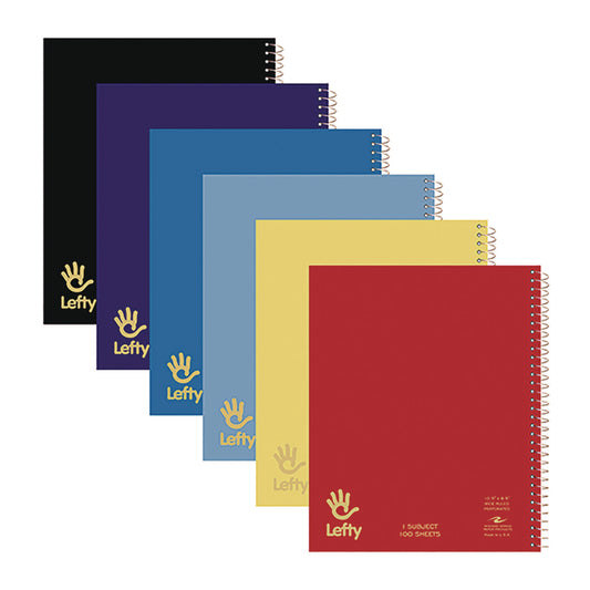 Roaring Spring Lefty Notebook, 1-Subject, Wide/Legal Rule, Assorted Cover Colors, (100) 10.5 x 8.5 Sheets (13505)