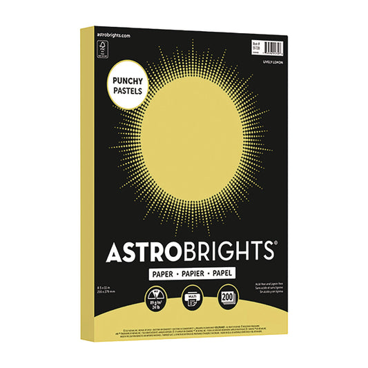 Astrobrights Color Paper - "Punchy Pastels" Assortment, 24 lb Bond Weight, 8.5 x 11, Lively Lemon, 200/Pack (91739)