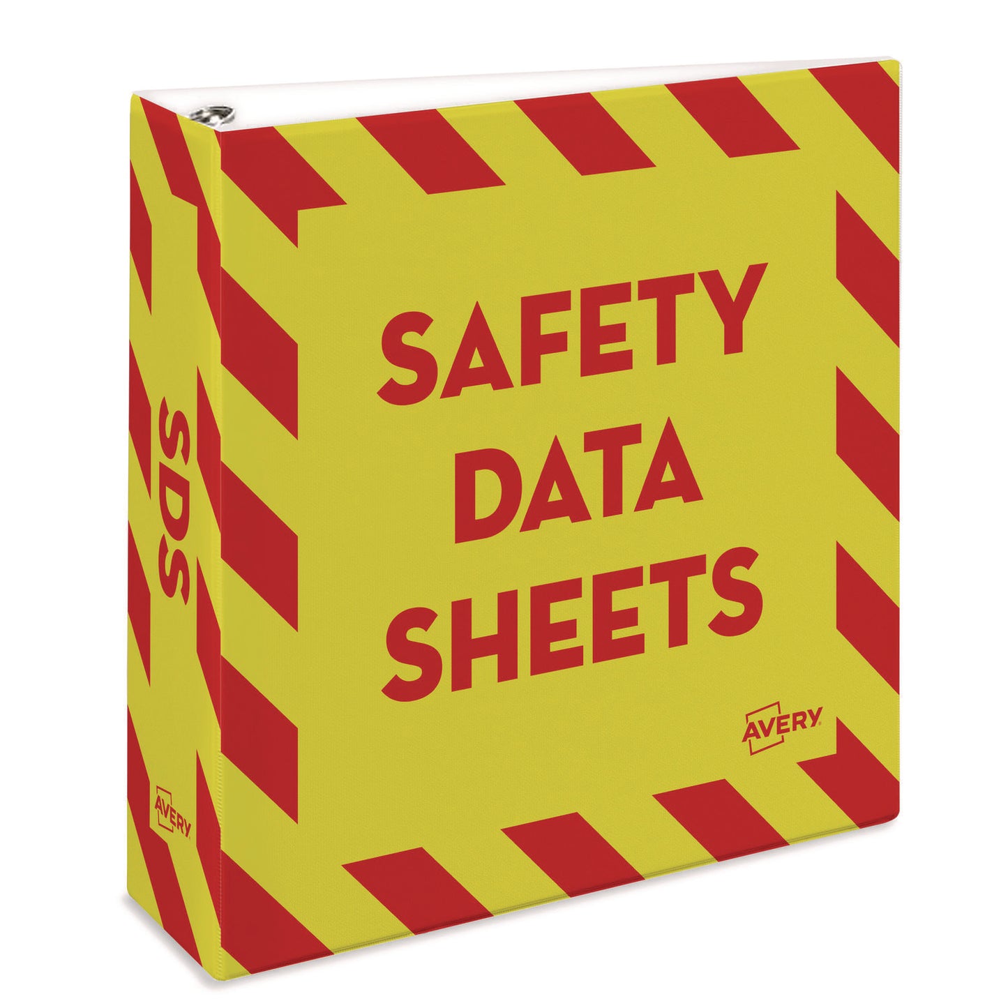 Avery Heavy-Duty Preprinted Safety Data Sheet Binder, 3 Rings, 3" Capacity, 11 x 8.5, Yellow/Red (18952)