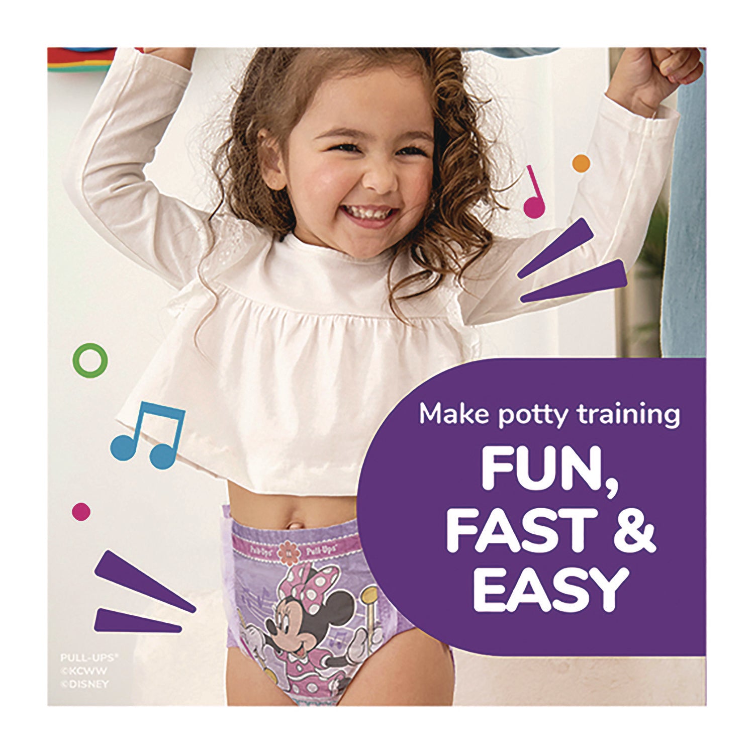 Huggies Learning Designs Potty Training Pants for Girls, Size 5, 3T-4T, 32 lbs to 40 lbs, 84/Carton (45269)