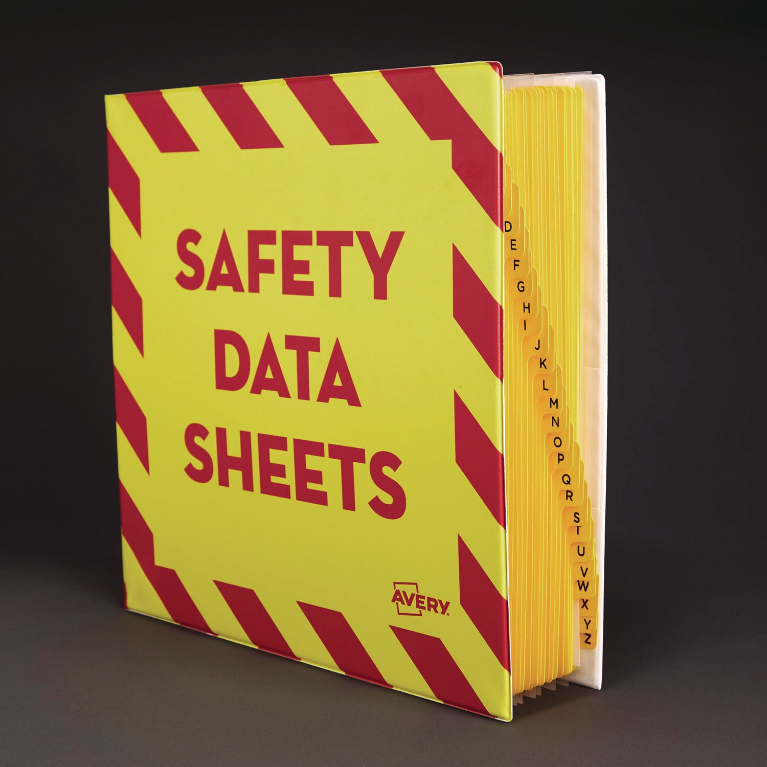 Avery Heavy-Duty Preprinted Safety Data Sheet Binder, 3 Rings, 3" Capacity, 11 x 8.5, Yellow/Red (18952)