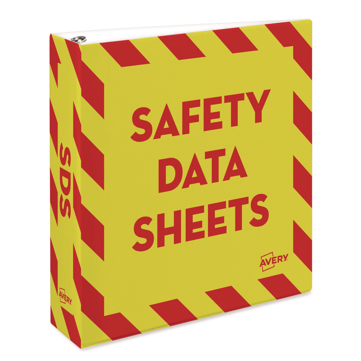 Avery Heavy-Duty Preprinted Safety Data Sheet Binder, 3 Rings, 2" Capacity, 11 x 8.5, Yellow/Red (18951)