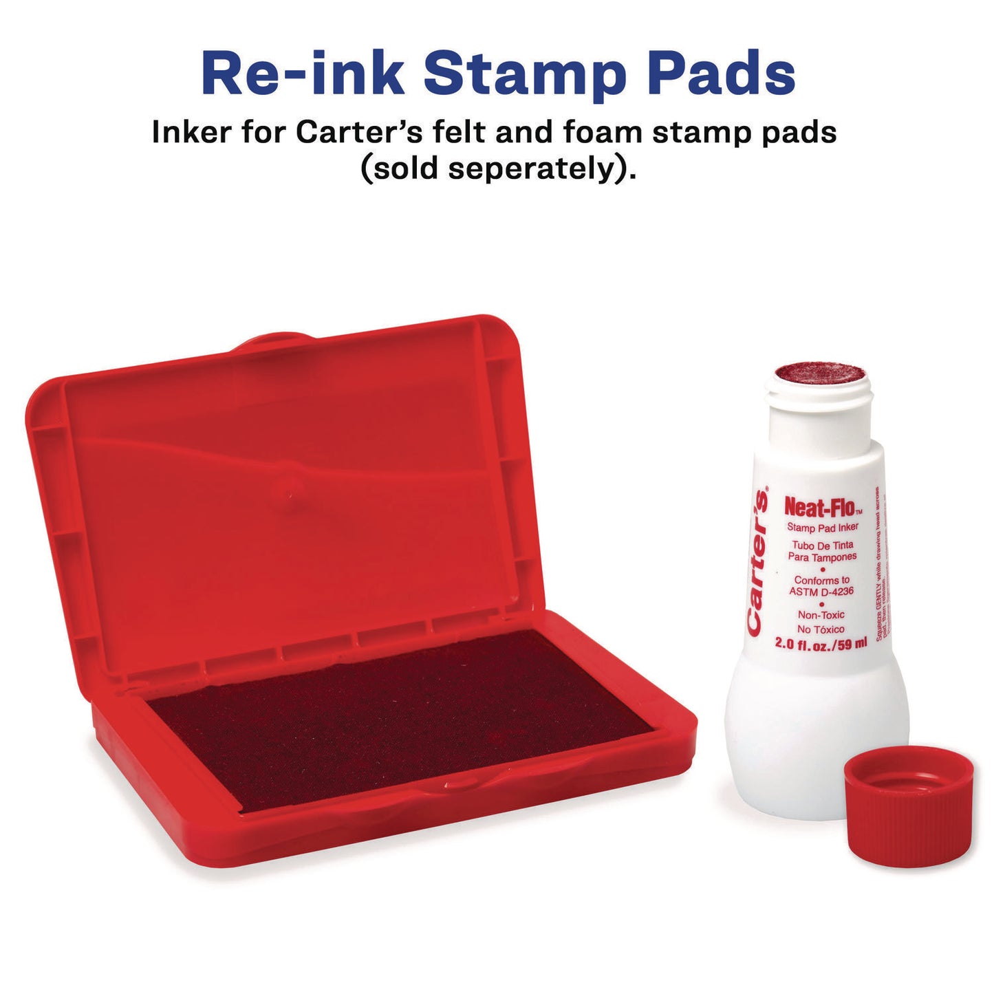 s Neat-Flo Stamp Pad Inker, 2 oz Bottle, Red (21447EA)