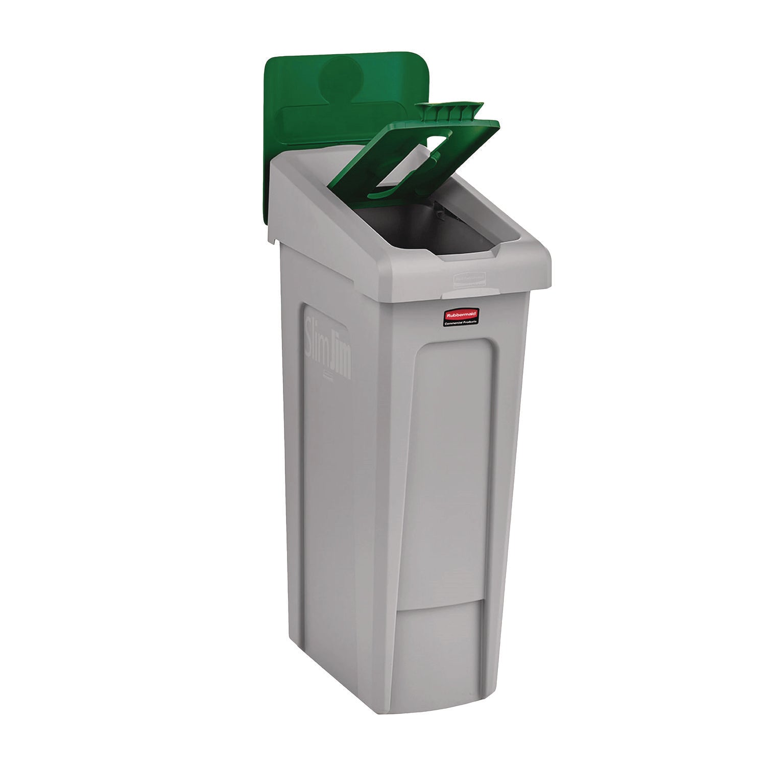 Rubbermaid Commercial Slim Jim Recycling Station Kit, 1-Stream Paper, 23 gal, Plastic, Green/Gray (2185054)