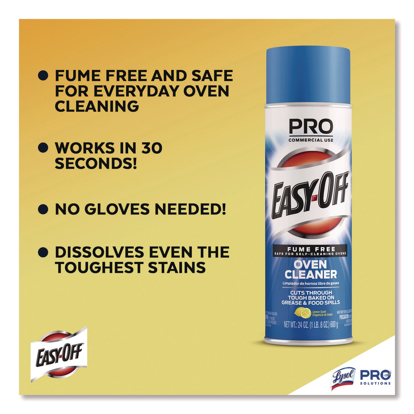 EASY-OFF Fume-Free Max Oven Cleaner, Foam, Lemon, 24 oz Aerosol Spray (85260EA)