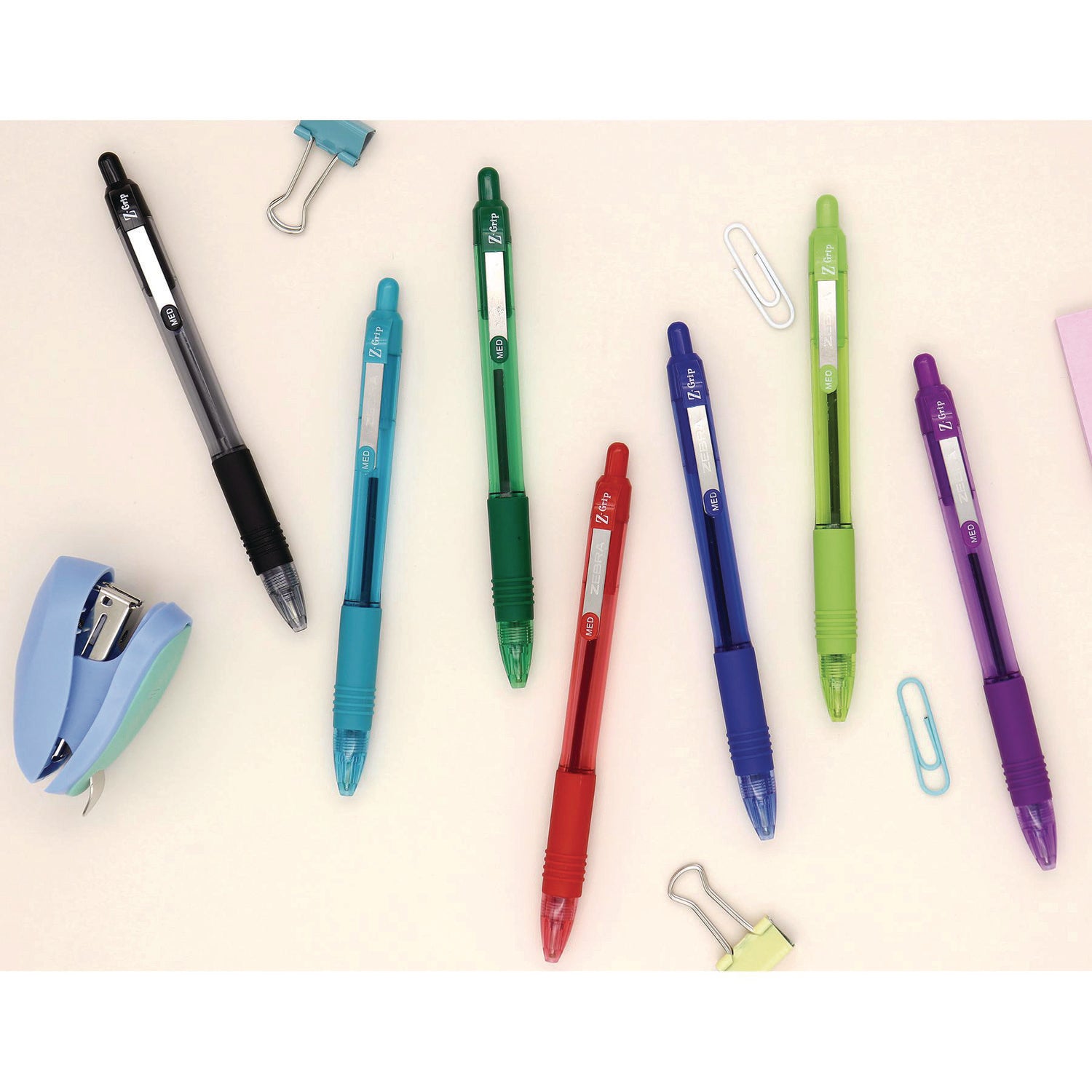 Zebra Z-Grip Ballpoint Pen, Retractable, Medium 1 mm, Assorted Artistic Ink Colors, Assorted Barrel Colors, 24/Pack (12271)