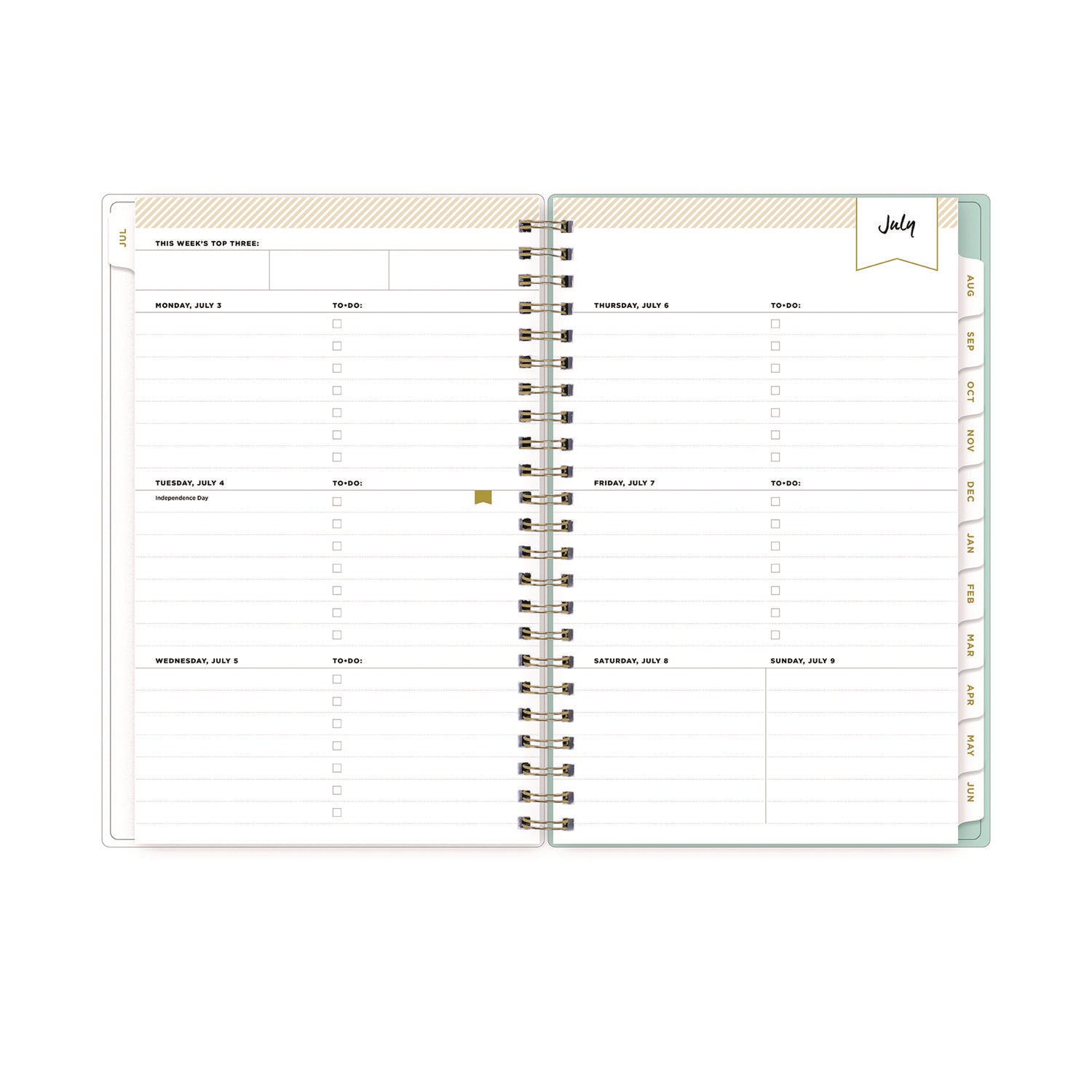 Blue Sky Day Designer "Secret Garden Mint" Academic Year Weekly/Monthly Notes Planner, 8 x 5, 12-Month (July to June): 2024-2025 (137900)