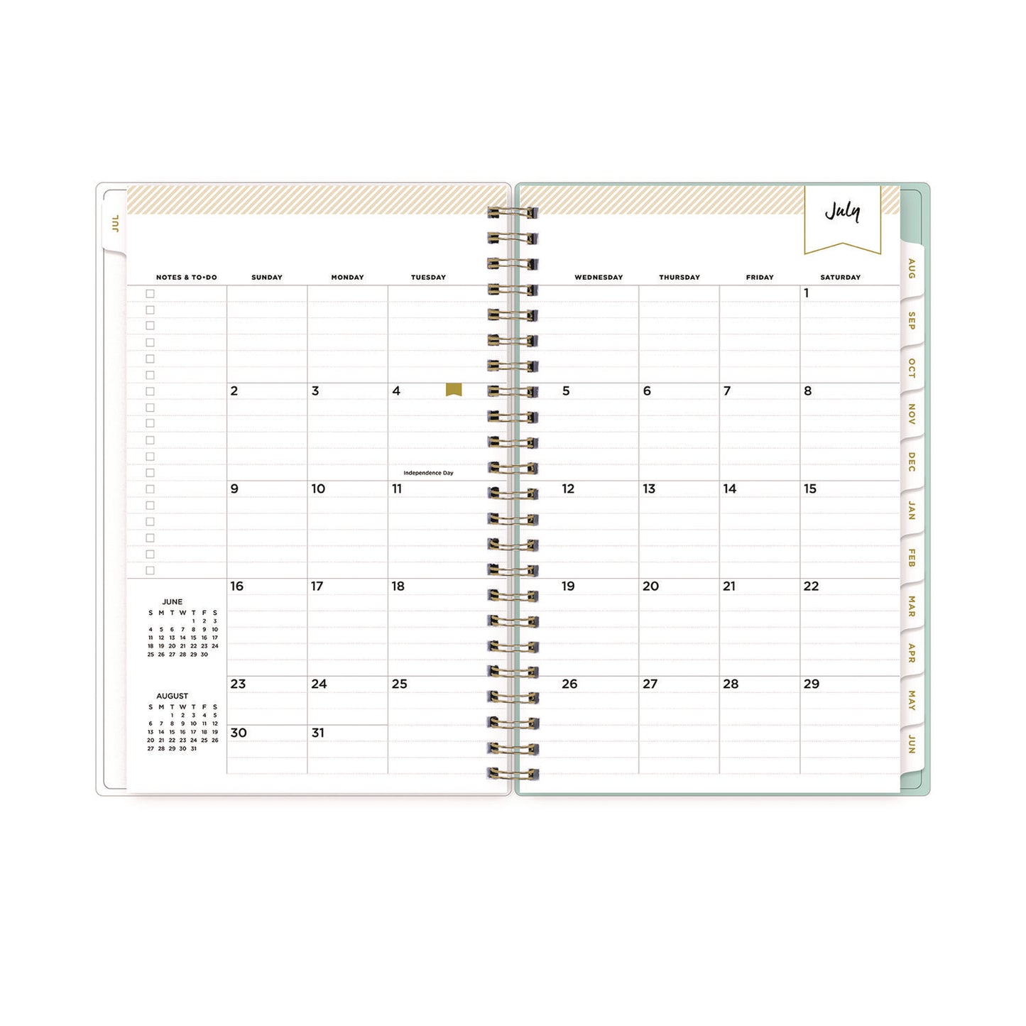 Blue Sky Day Designer "Secret Garden Mint" Academic Year Weekly/Monthly Notes Planner, 8 x 5, 12-Month (July to June): 2024-2025 (137900)