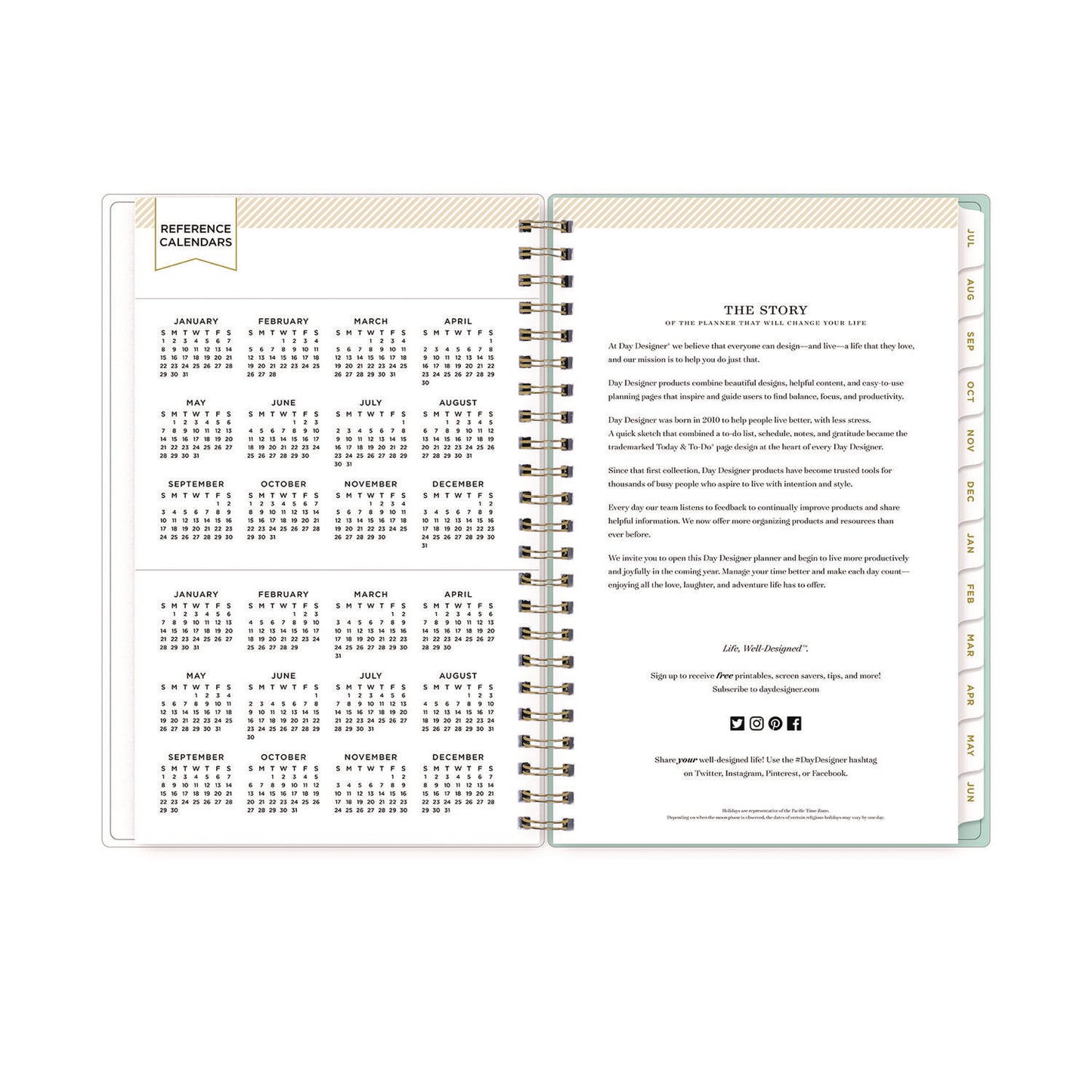 Blue Sky Day Designer "Secret Garden Mint" Academic Year Weekly/Monthly Notes Planner, 8 x 5, 12-Month (July to June): 2024-2025 (137900)