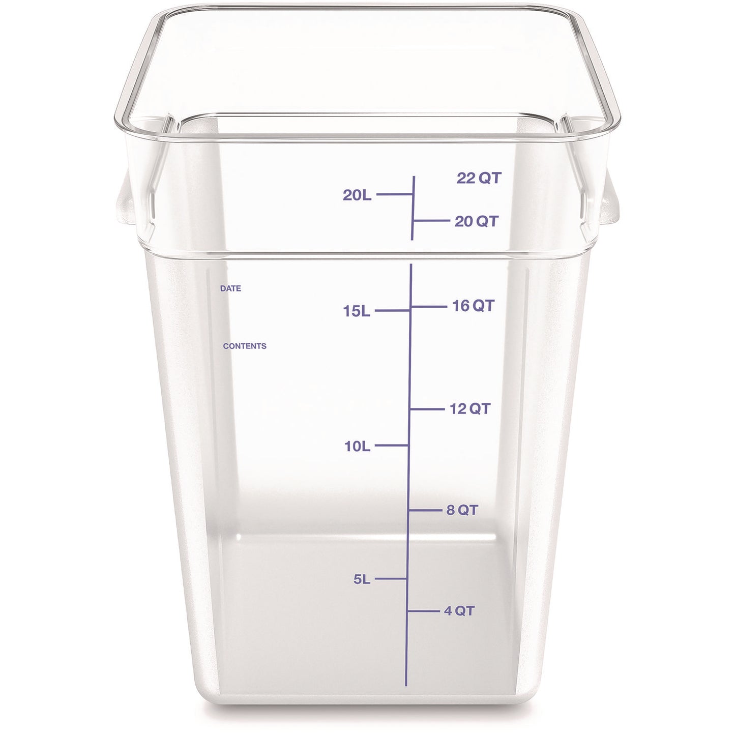 Carlisle Squares Polycarbonate Food Storage Container, 22 qt, 11 13 x 11.13 x 15.72, Clear, Plastic (1195607)