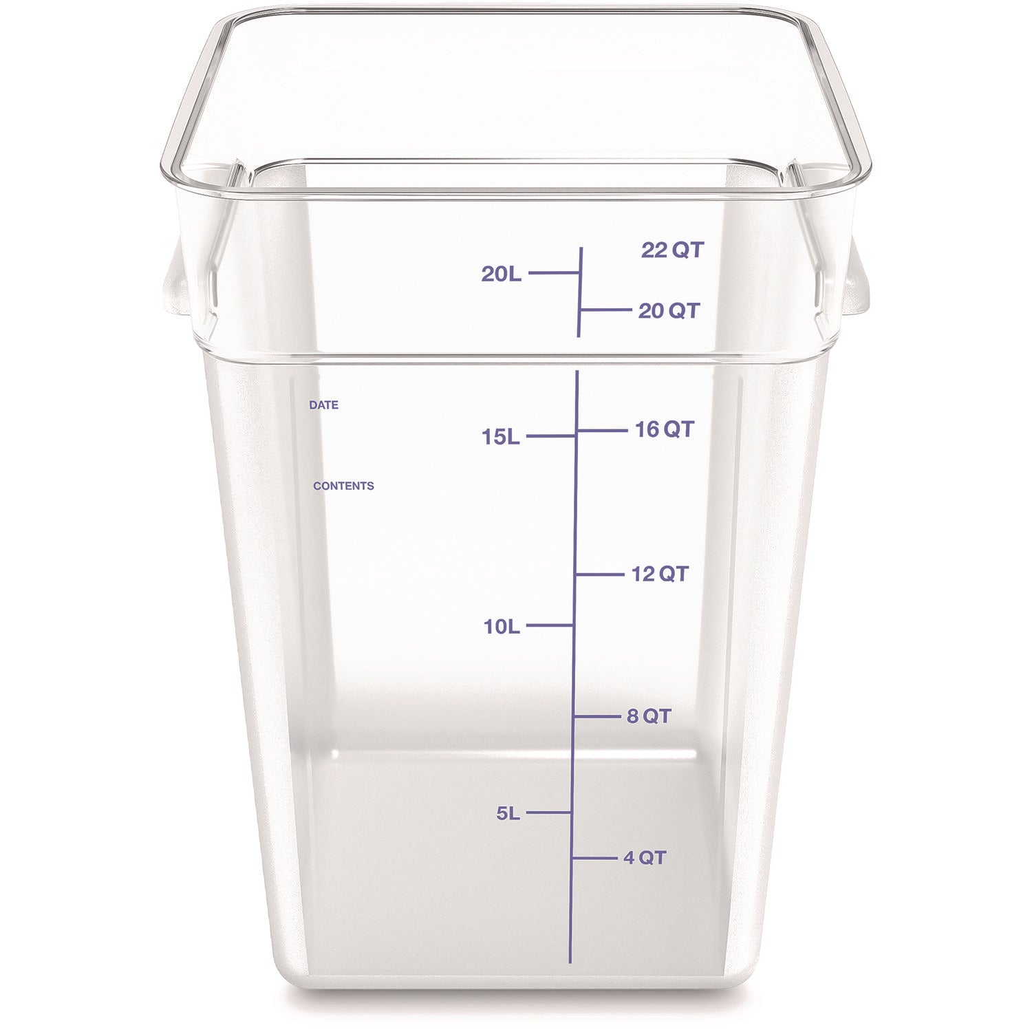 Carlisle Squares Polycarbonate Food Storage Container, 22 qt, 11 13 x 11.13 x 15.72, Clear, Plastic (1195607)