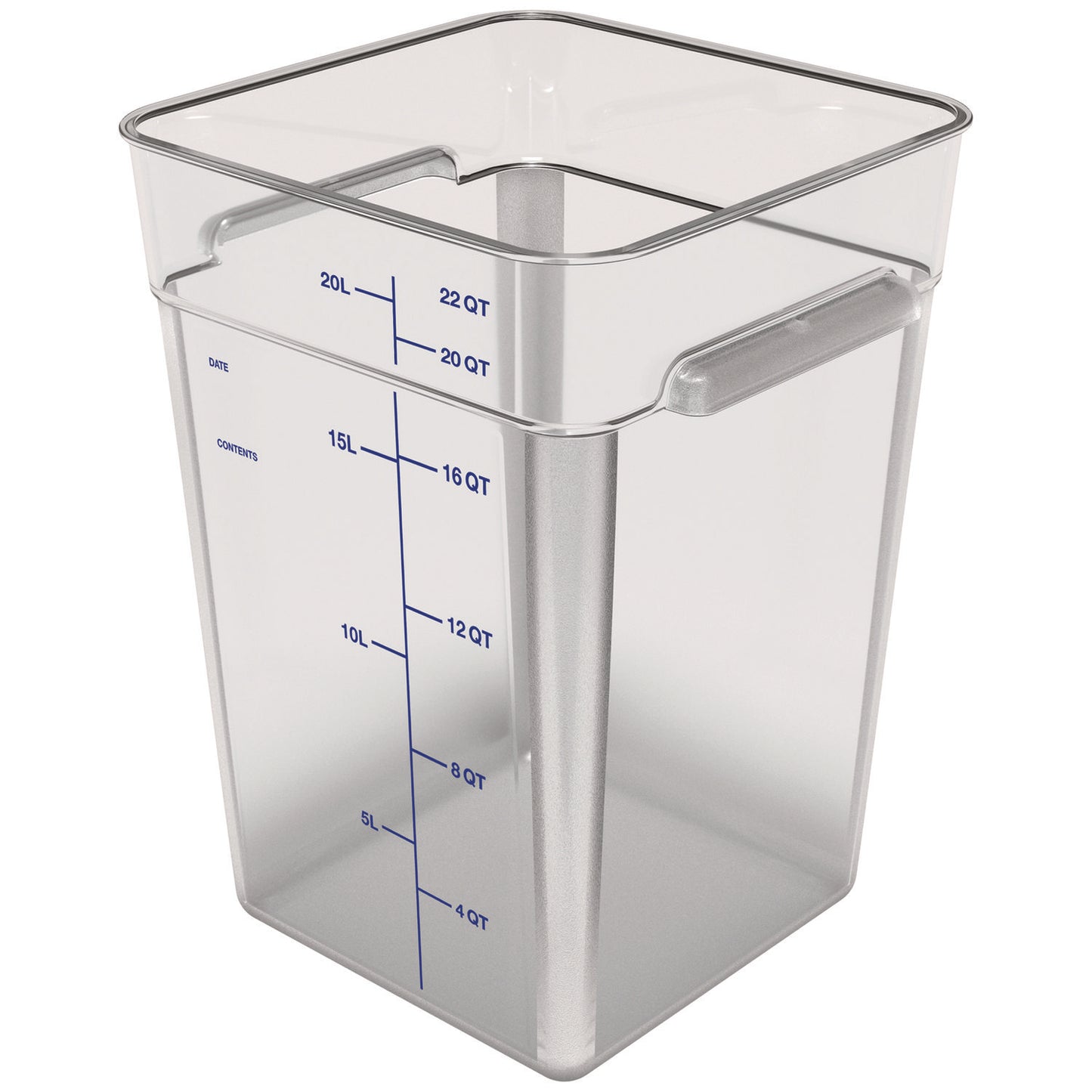 Carlisle Squares Polycarbonate Food Storage Container, 22 qt, 11 13 x 11.13 x 15.72, Clear, Plastic (1195607)