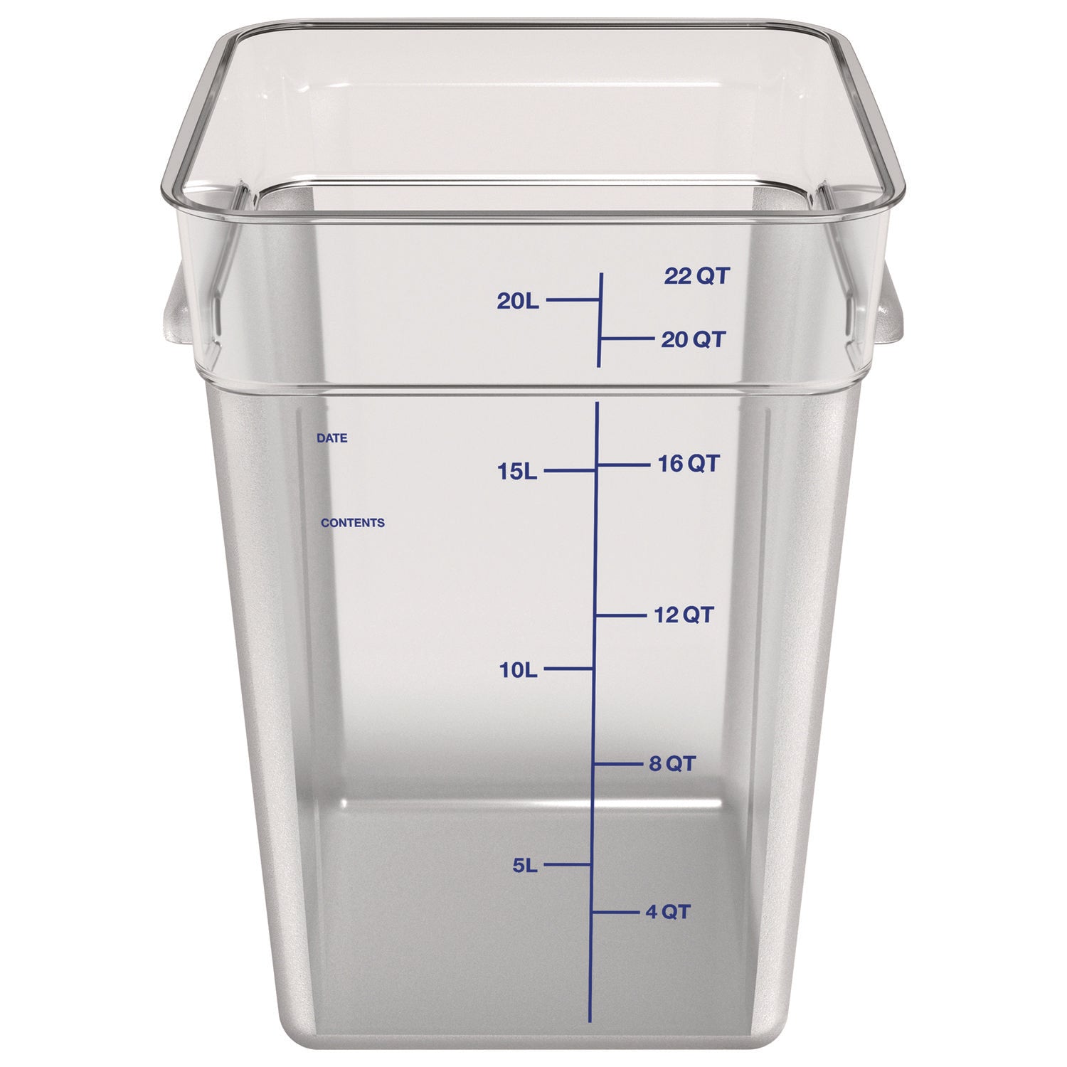 Carlisle Squares Polycarbonate Food Storage Container, 22 qt, 11 13 x 11.13 x 15.72, Clear, Plastic (1195607)