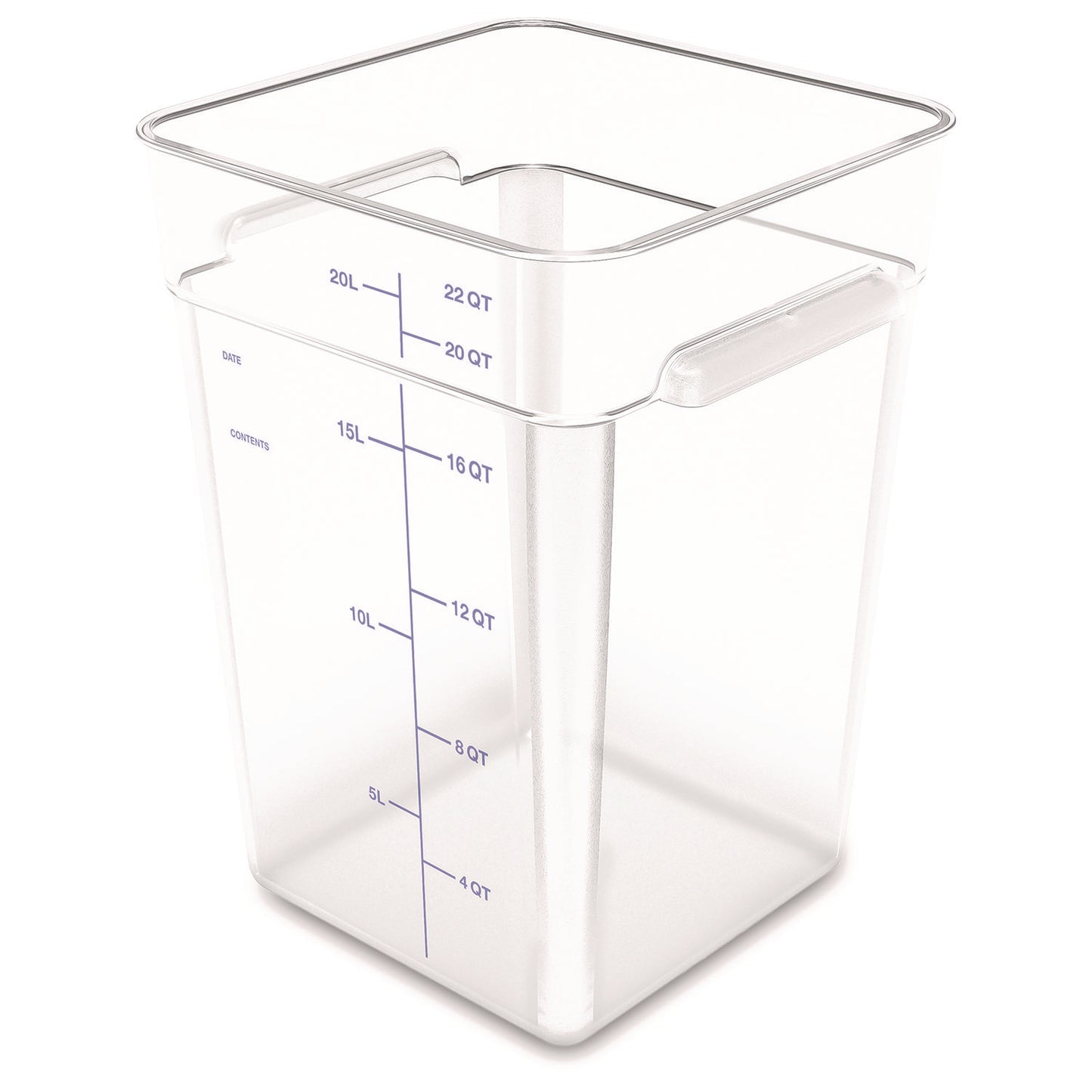 Carlisle Squares Polycarbonate Food Storage Container, 22 qt, 11 13 x 11.13 x 15.72, Clear, Plastic (1195607)