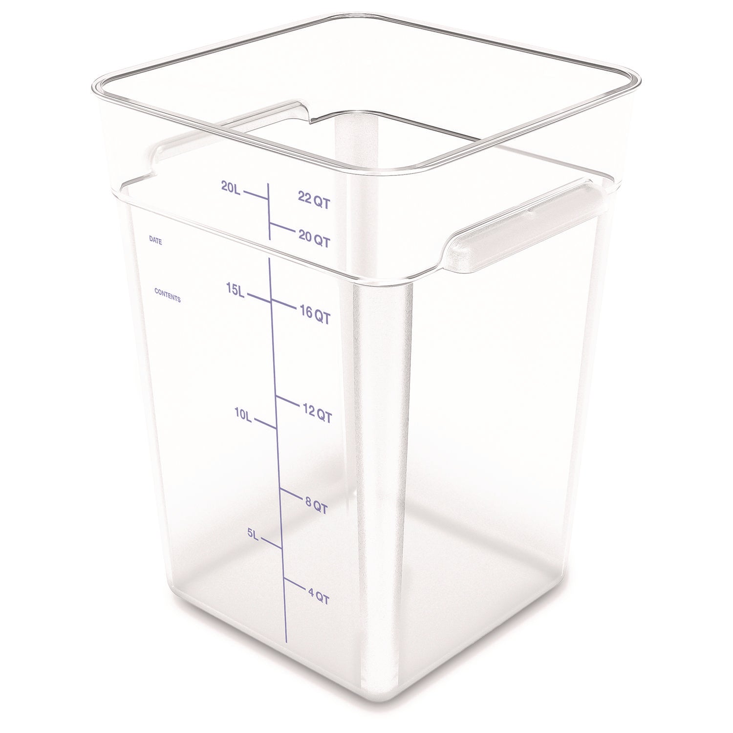 Carlisle Squares Polycarbonate Food Storage Container, 22 qt, 11 13 x 11.13 x 15.72, Clear, Plastic (1195607)