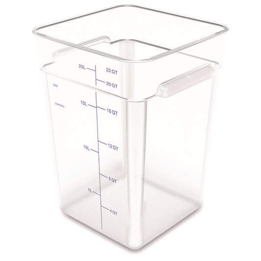 Carlisle Squares Polycarbonate Food Storage Container, 22 qt, 11 13 x 11.13 x 15.72, Clear, Plastic (1195607)