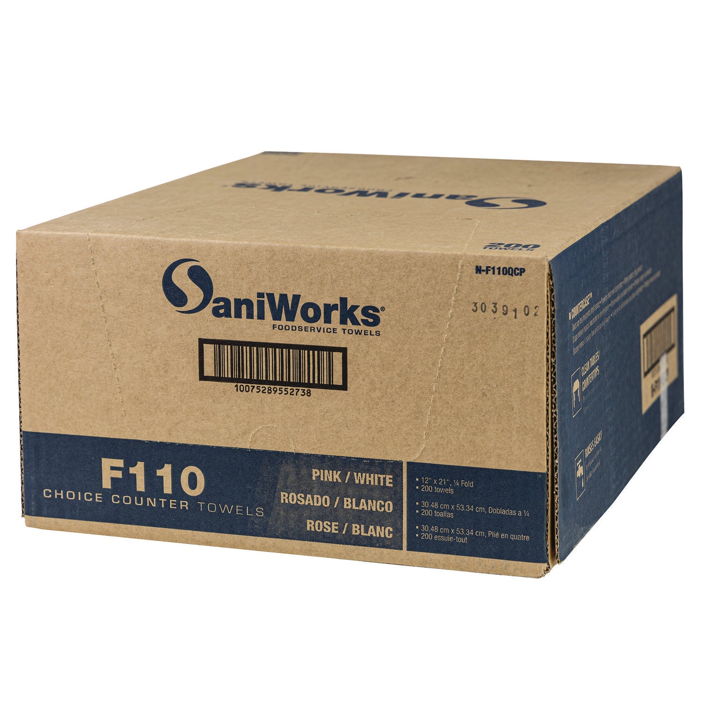 SaniWorks Choice Counter Foodservice Wiper, 1-Ply, 12 x 21, Pink/White, 200/Carton (NF110QCP)