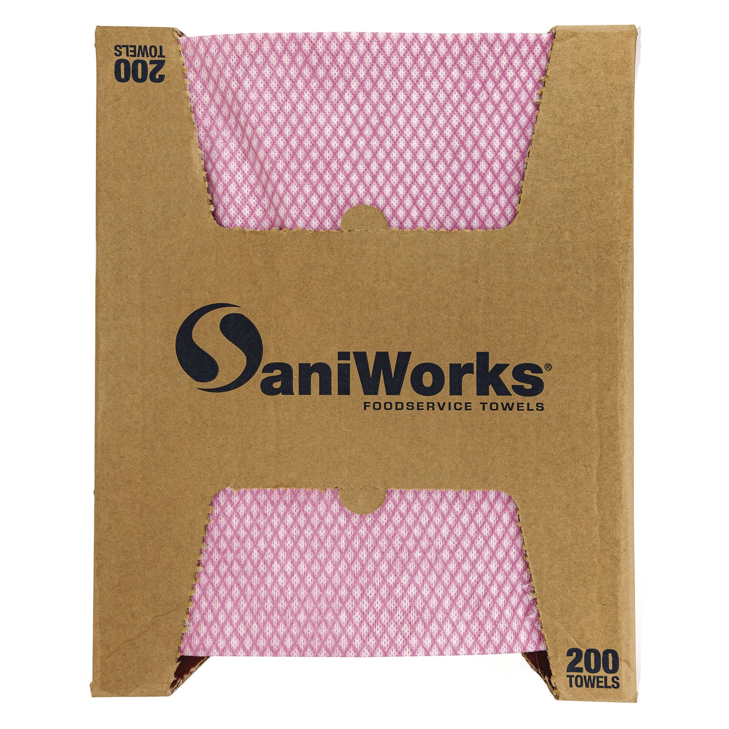 SaniWorks Choice Counter Foodservice Wiper, 1-Ply, 12 x 21, Pink/White, 200/Carton (NF110QCP)