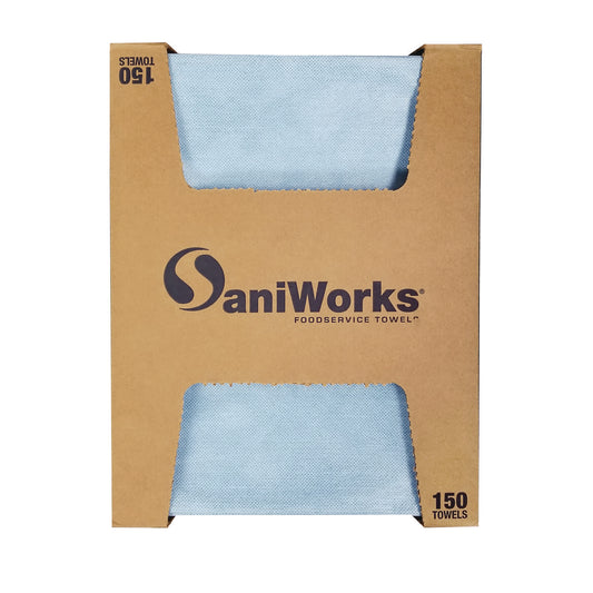 SaniWorks Deluxe Foodservice Wiper, 1-Ply, 13 x 21, Blue, 150/Carton (NF310QCBA)