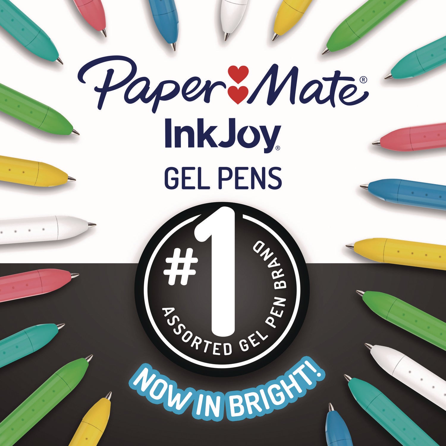 Paper Mate InkJoy Gel Bright Retractable Pen, Medium 0.7 mm, Assorted Ink/Barrel Colors, 6/Pack (2173765)