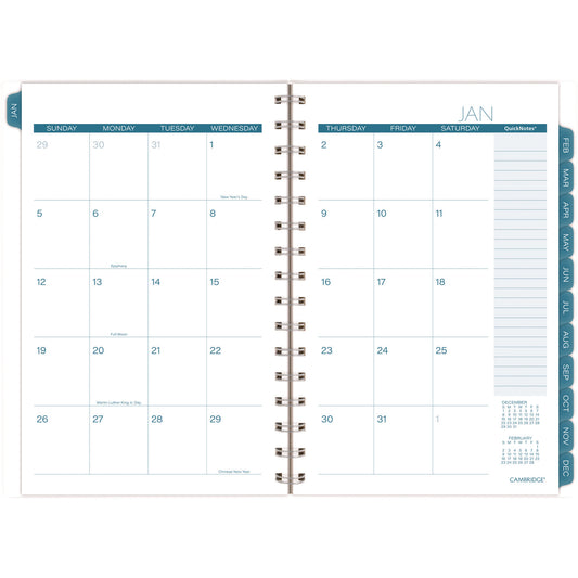 Cambridge Glacier Weekly/Monthly Planner, Glacier Artwork, 8.5" x 6.38", Blue/Gray/Silver Cover, 12-Month (Jan to Dec): 2025 (1727200)