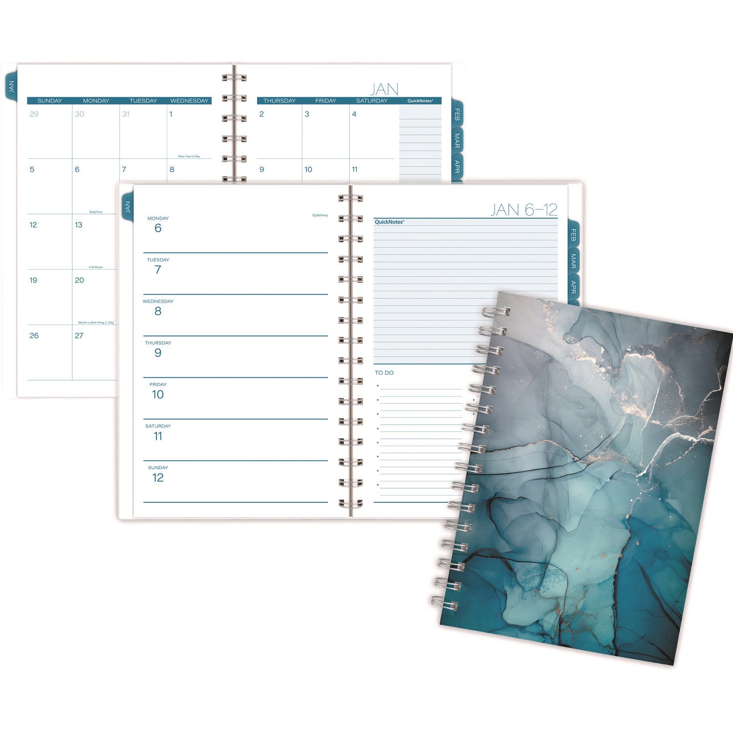Cambridge Glacier Weekly/Monthly Planner, Glacier Artwork, 8.5" x 6.38", Blue/Gray/Silver Cover, 12-Month (Jan to Dec): 2025 (1727200)