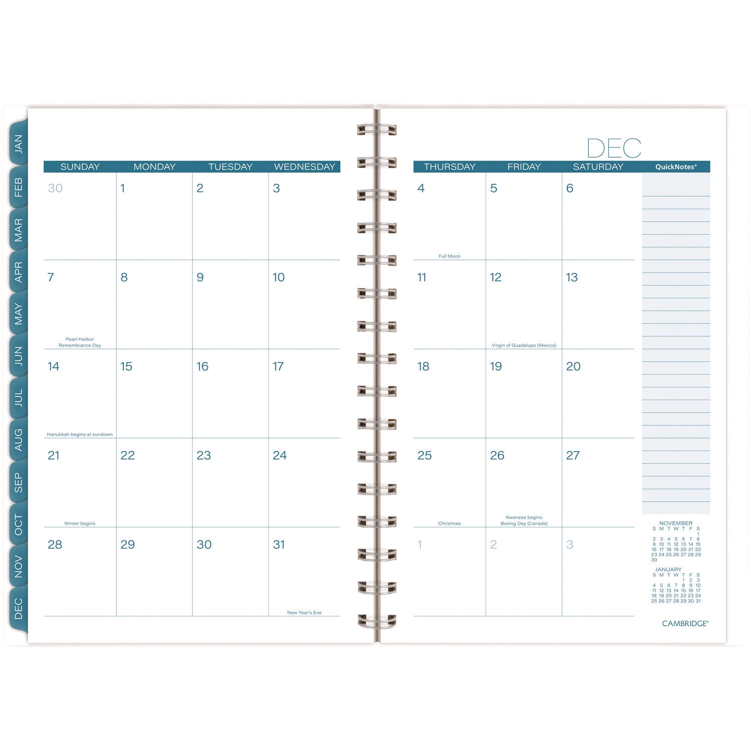 Cambridge Glacier Weekly/Monthly Planner, Glacier Artwork, 8.5" x 6.38", Blue/Gray/Silver Cover, 12-Month (Jan to Dec): 2025 (1727200)