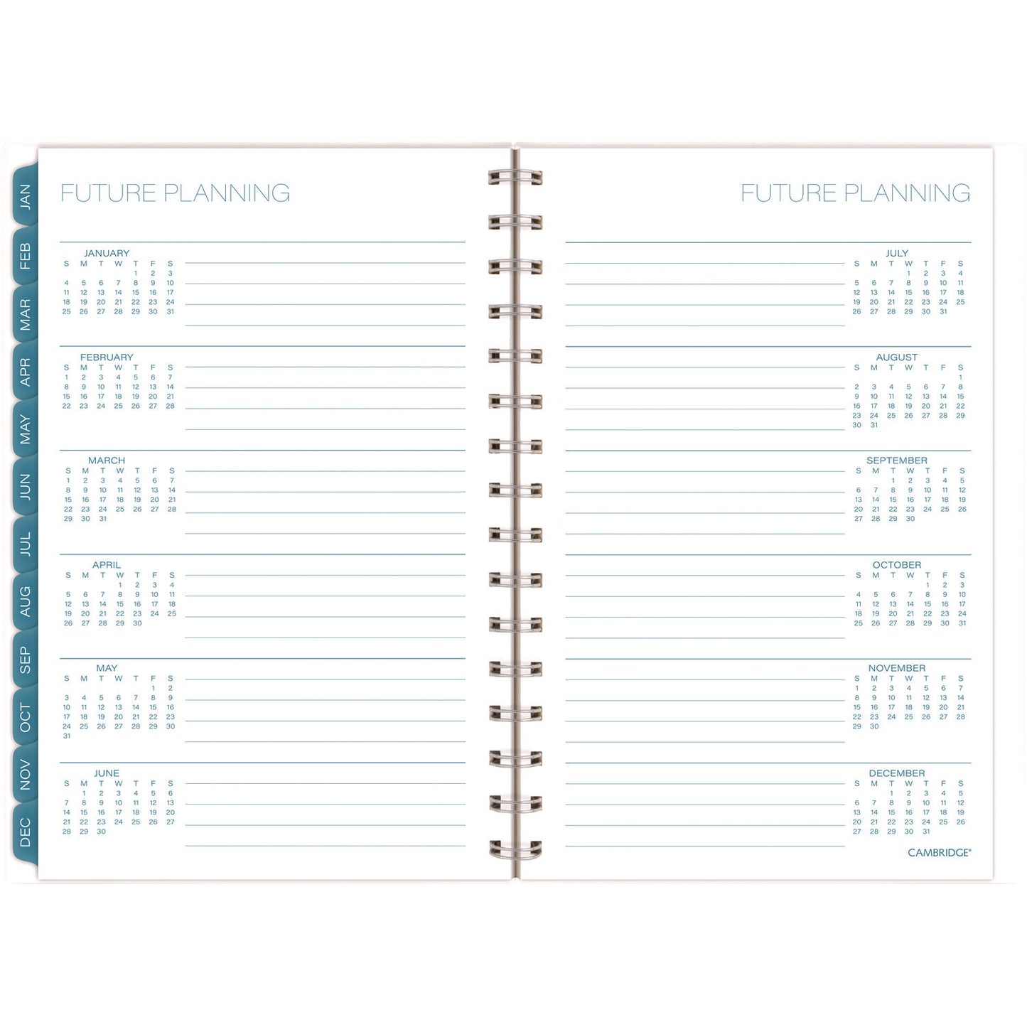 Cambridge Glacier Weekly/Monthly Planner, Glacier Artwork, 8.5" x 6.38", Blue/Gray/Silver Cover, 12-Month (Jan to Dec): 2025 (1727200)