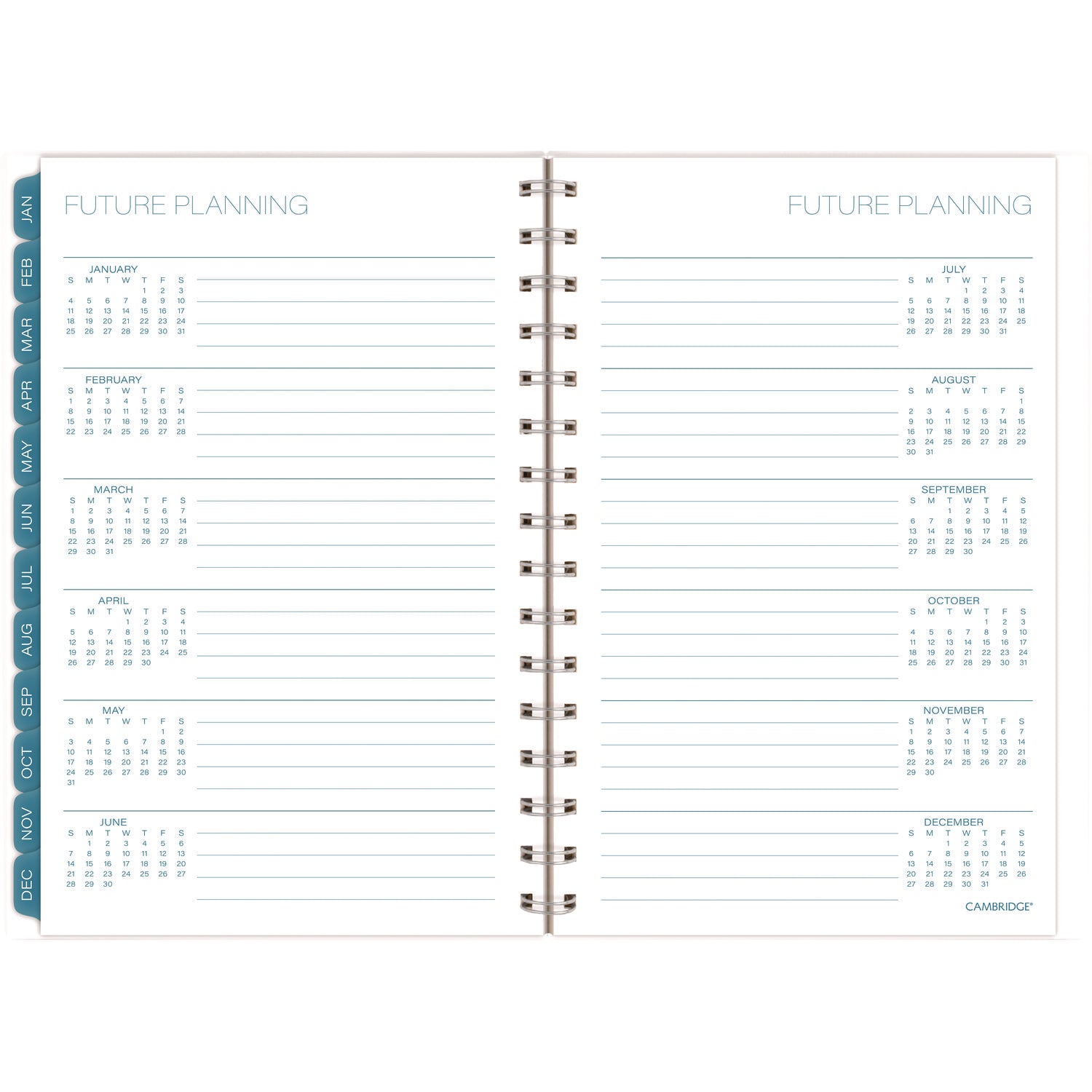 Cambridge Glacier Weekly/Monthly Planner, Glacier Artwork, 8.5" x 6.38", Blue/Gray/Silver Cover, 12-Month (Jan to Dec): 2025 (1727200)