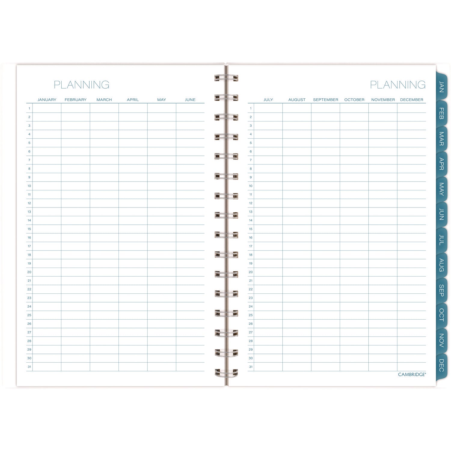 Cambridge Glacier Weekly/Monthly Planner, Glacier Artwork, 8.5" x 6.38", Blue/Gray/Silver Cover, 12-Month (Jan to Dec): 2025 (1727200)