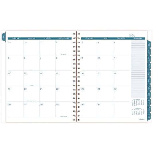 Cambridge Glacier Weekly/Monthly Planner, Glacier Artwork, 11" x 9.25", Blue/Gray/Silver Cover, 12-Month (Jan to Dec): 2025 (1727905)