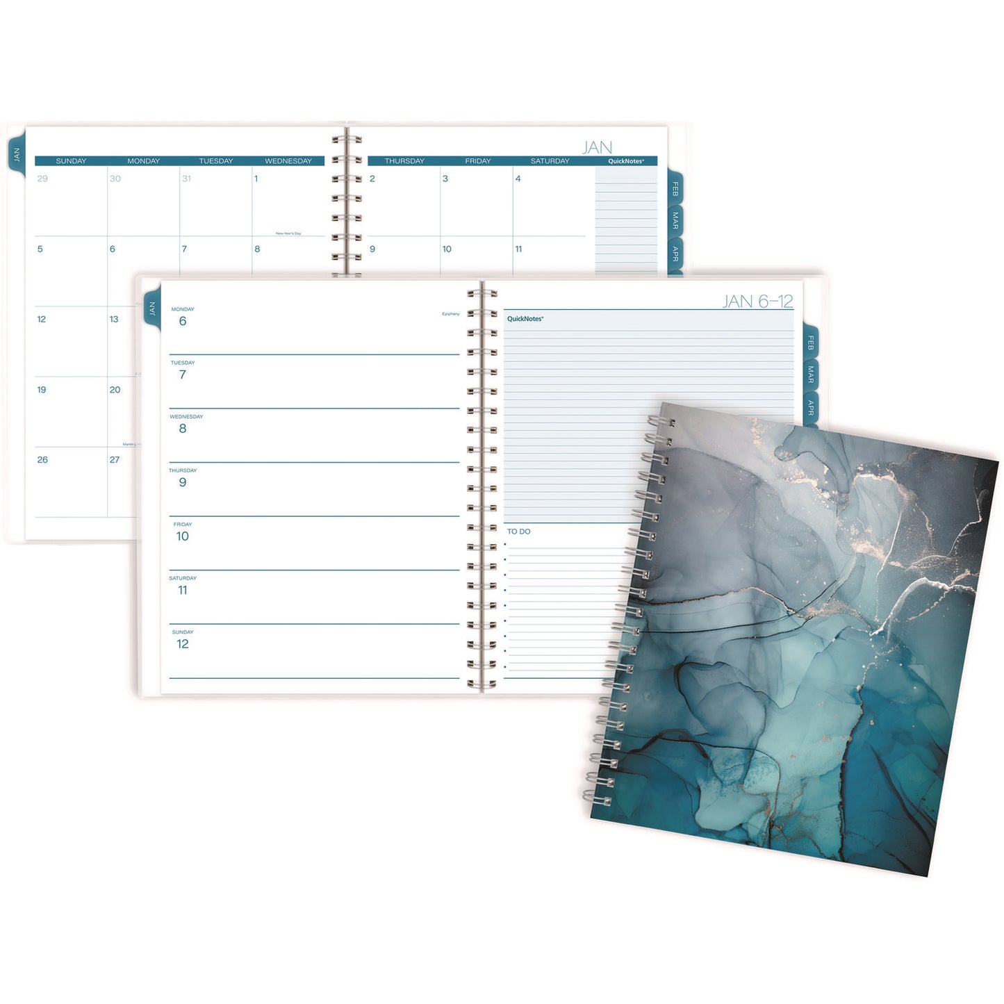 Cambridge Glacier Weekly/Monthly Planner, Glacier Artwork, 11" x 9.25", Blue/Gray/Silver Cover, 12-Month (Jan to Dec): 2025 (1727905)