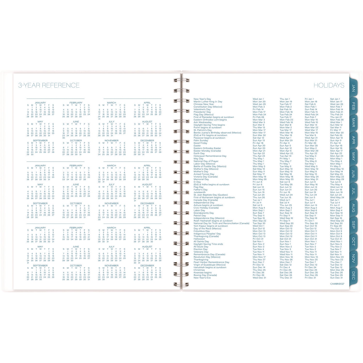 Cambridge Glacier Weekly/Monthly Planner, Glacier Artwork, 11" x 9.25", Blue/Gray/Silver Cover, 12-Month (Jan to Dec): 2025 (1727905)