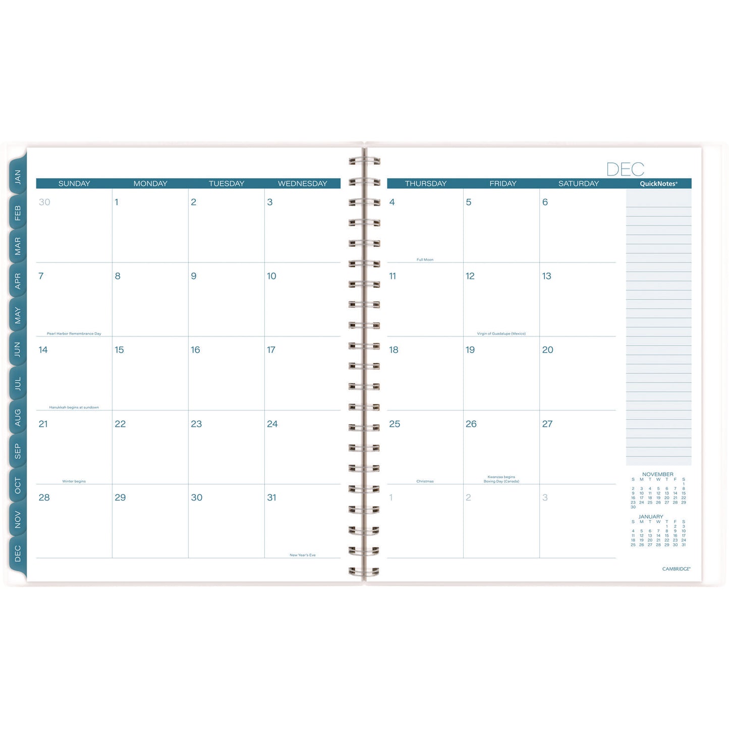 Cambridge Glacier Weekly/Monthly Planner, Glacier Artwork, 11" x 9.25", Blue/Gray/Silver Cover, 12-Month (Jan to Dec): 2025 (1727905)