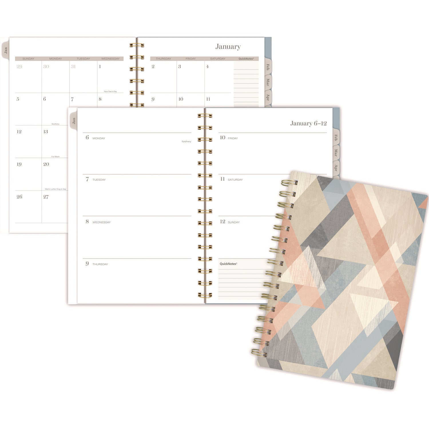 Cambridge Triad Weekly/Monthly Planner, Geometric Artwork, 8.5" x 6.38", Multicolor Cover, 12-Month (Jan to Dec): 2025 (1728200)