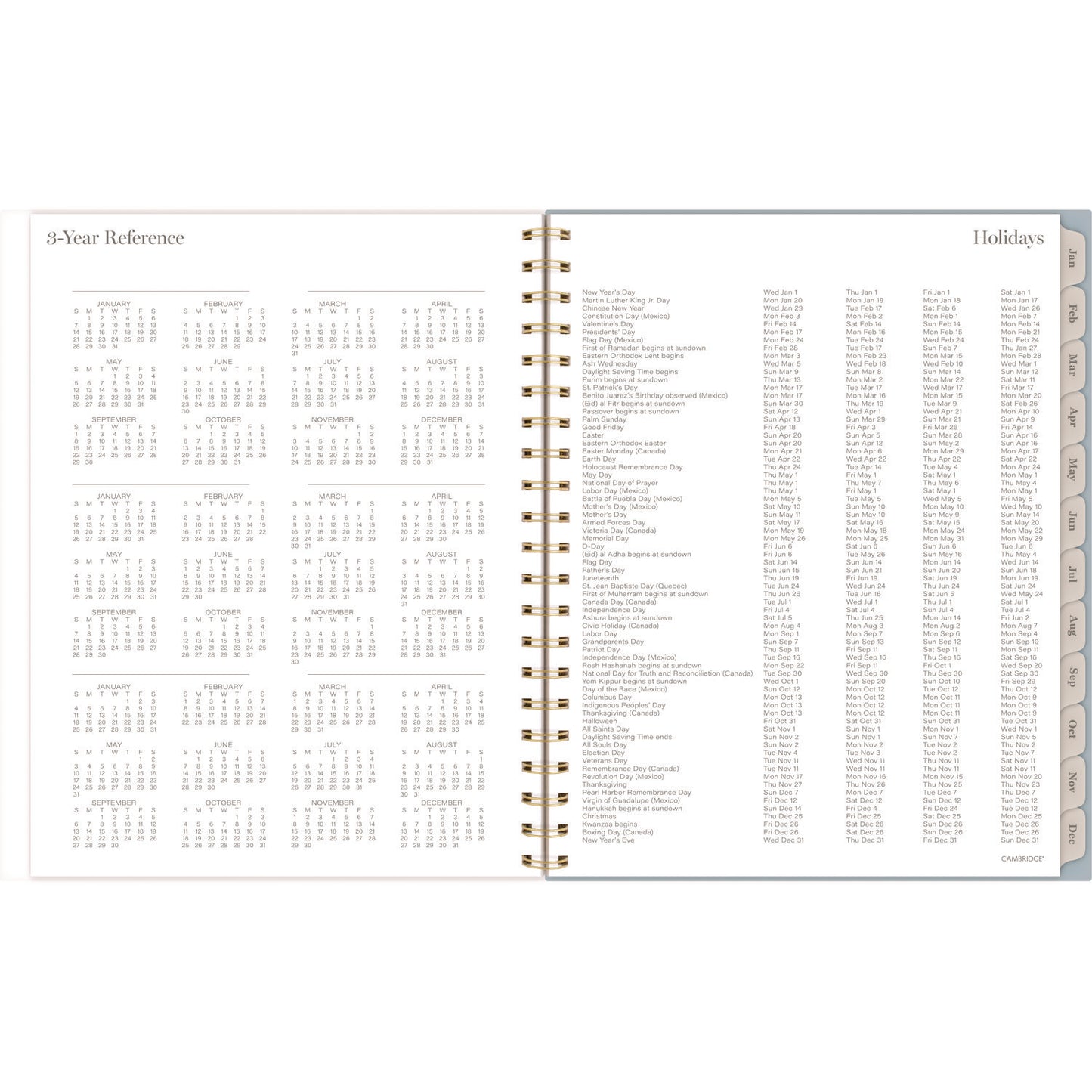 Cambridge Triad Weekly/Monthly Planner, Geometric Artwork, 11" x 9.25", Multicolor Cover, 12-Month (Jan to Dec): 2025 (1728905)