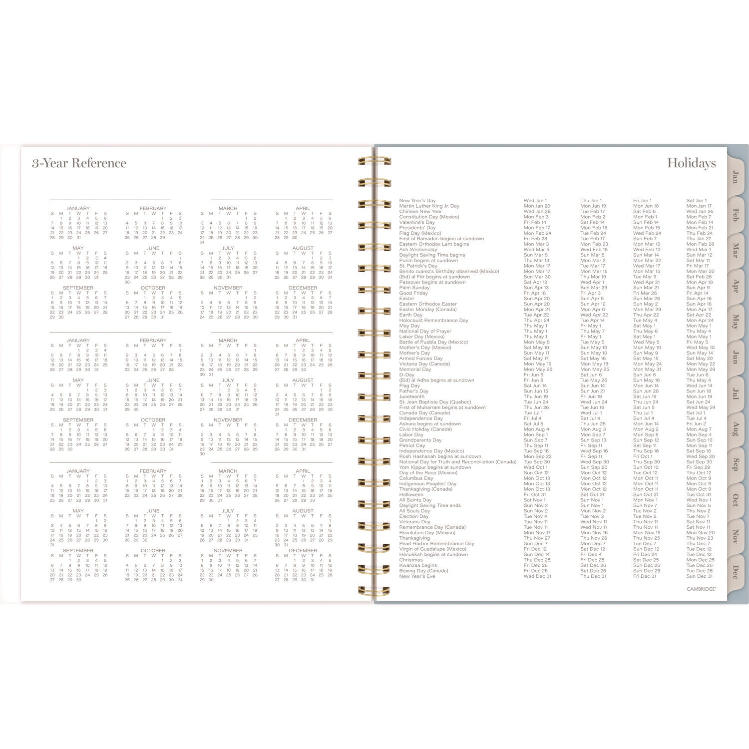 Cambridge Triad Weekly/Monthly Planner, Geometric Artwork, 11" x 9.25", Multicolor Cover, 12-Month (Jan to Dec): 2025 (1728905)