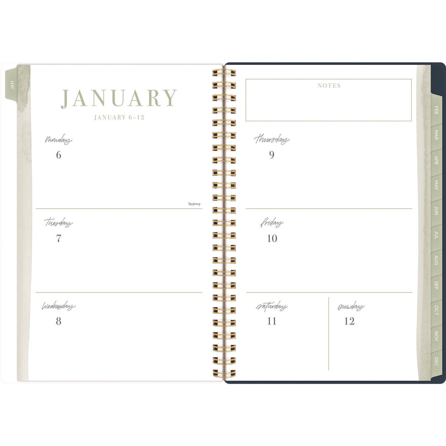 Cambridge Leah Bisch Weekly/Monthly Floral Planner, Floral Artwork, 8.5" x 6.38", Blue/White/Gold Cover, 12-Month (Jan to Dec): 2025 (LB34200)