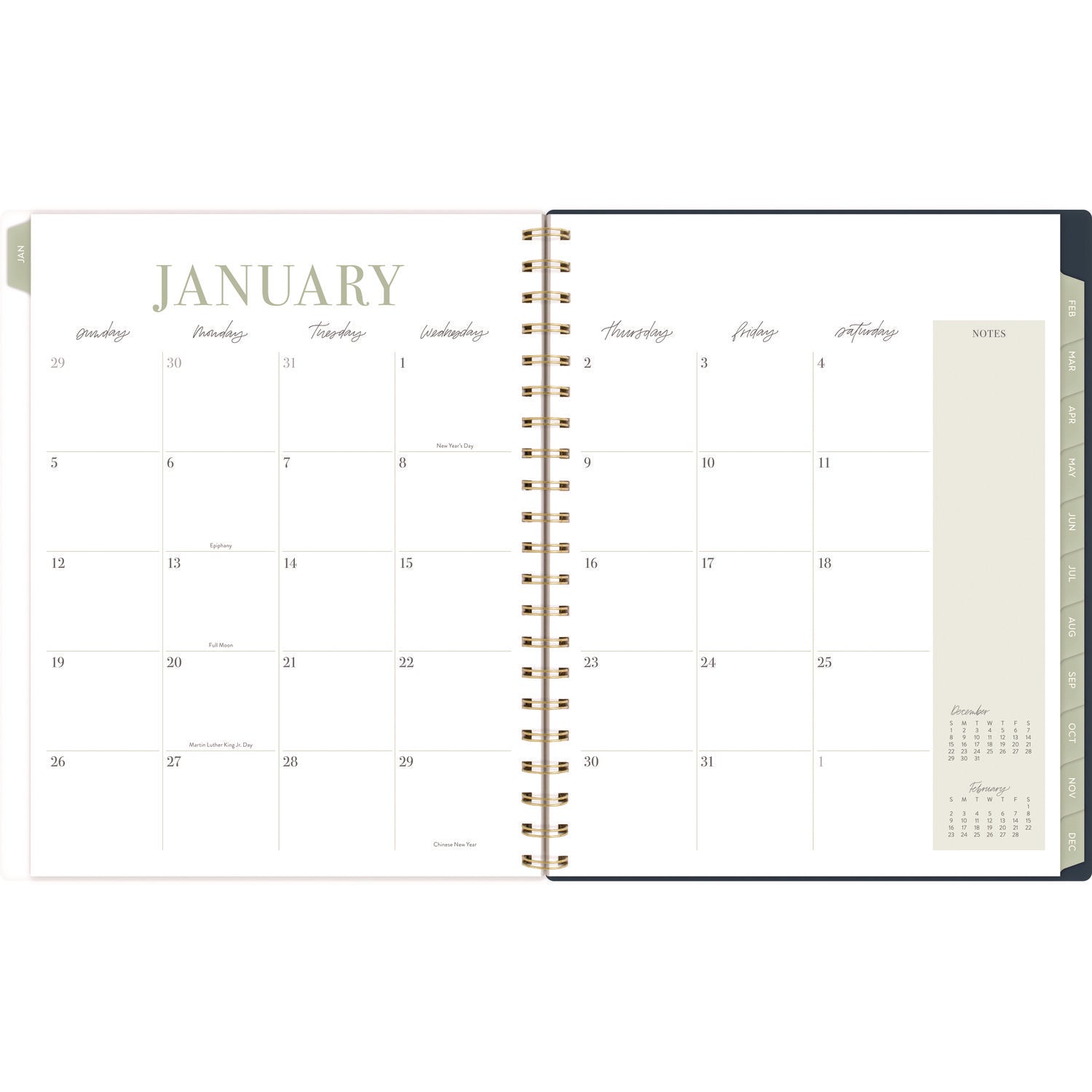 Cambridge Leah Bisch Weekly/Monthly Floral Planner, Floral Artwork, 11" x 9.25", Blue/White/Gold Cover, 12-Month (Jan to Dec): 2025 (LB34905)