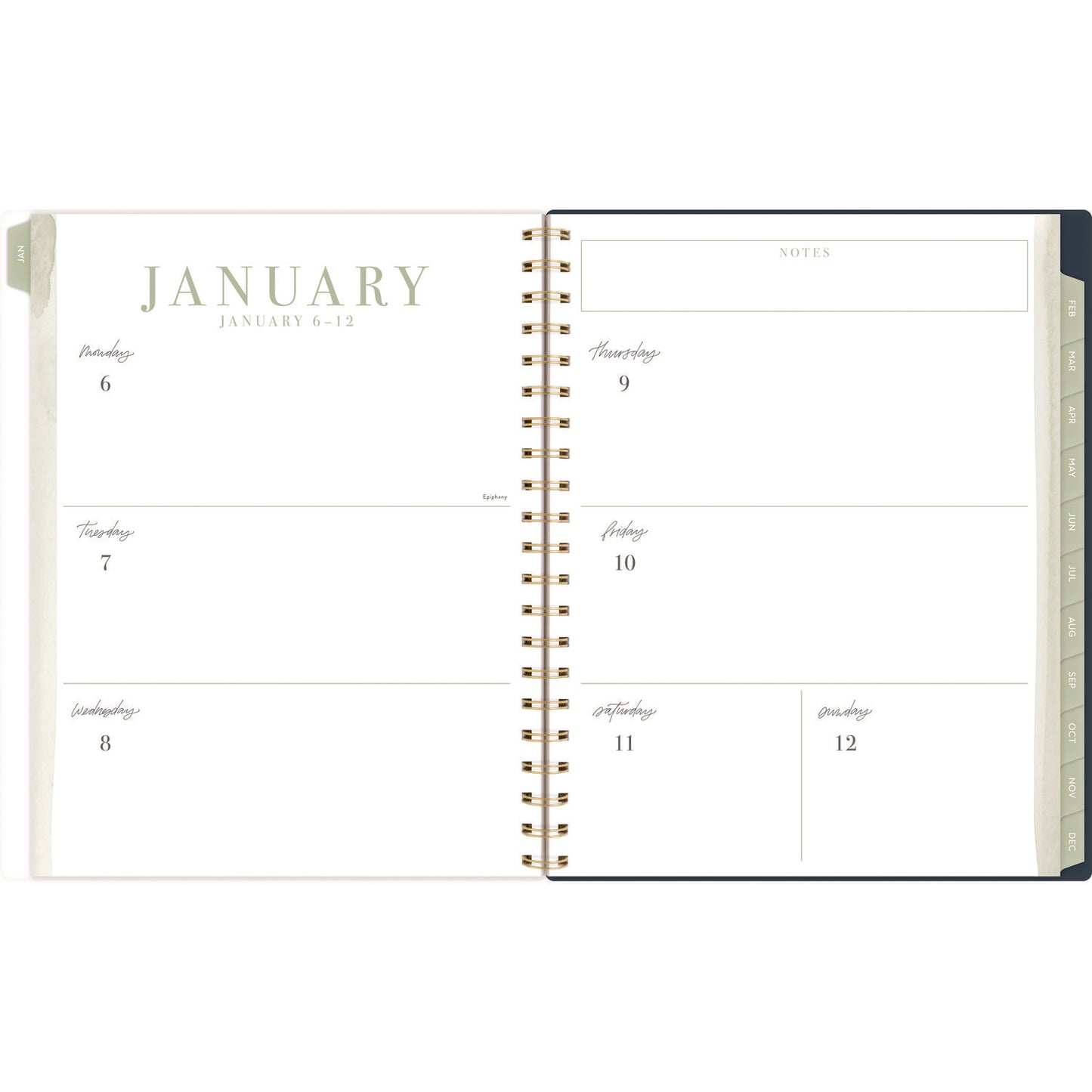 Cambridge Leah Bisch Weekly/Monthly Floral Planner, Floral Artwork, 11" x 9.25", Blue/White/Gold Cover, 12-Month (Jan to Dec): 2025 (LB34905)