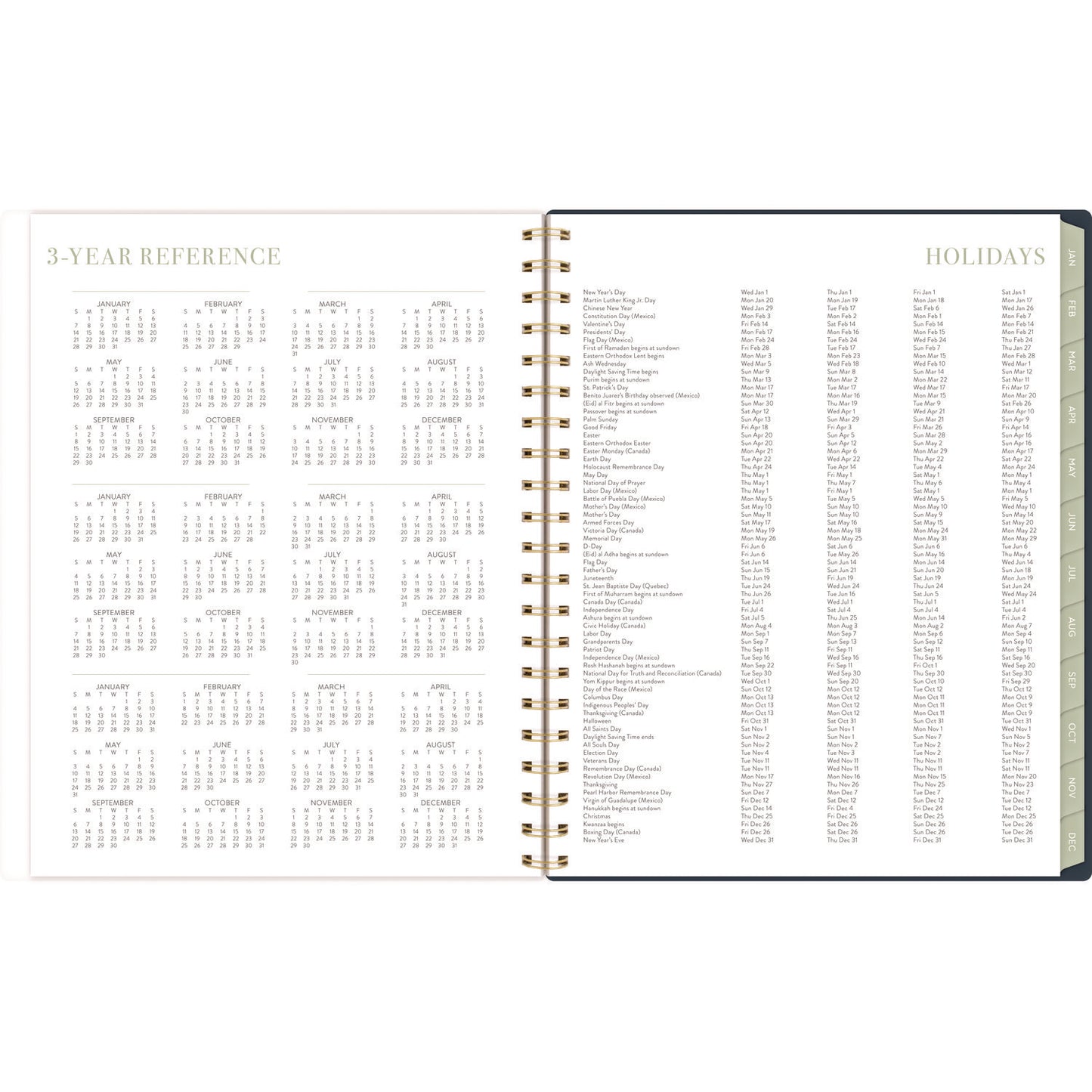 Cambridge Leah Bisch Weekly/Monthly Floral Planner, Floral Artwork, 11" x 9.25", Blue/White/Gold Cover, 12-Month (Jan to Dec): 2025 (LB34905)