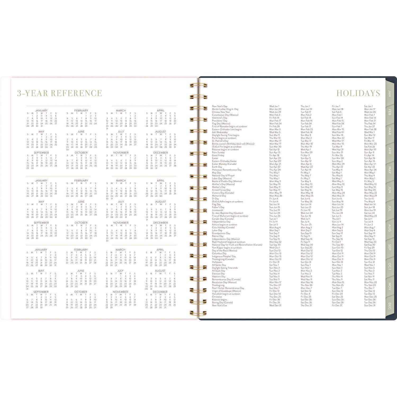 Cambridge Leah Bisch Weekly/Monthly Floral Planner, Floral Artwork, 11" x 9.25", Blue/White/Gold Cover, 12-Month (Jan to Dec): 2025 (LB34905)